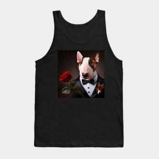 Bull terrier dog in formal tuxedo with rose Tank Top